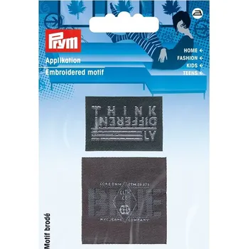 Nášivka PRYM Nášivka štítek Think Differently/Blue, nažehlovací, šedá