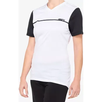 cyklistický dres Dres 100% RIDECAMP Women's SS White/Black Velikost: L