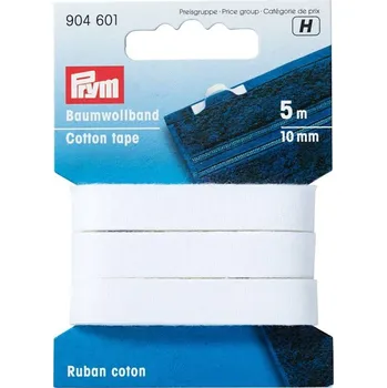 PRYM Bavlněná stuha, 5 m x 10 mm, bílá, karta