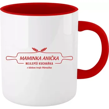 Hrnek pro maminku - Maminka - Nejlepší kuchařka - červený vnitřek a ucho 330 ml
