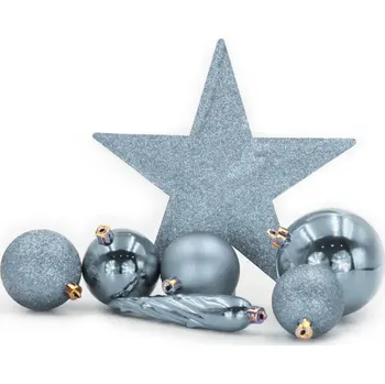 Vánoční ozdoba Nastrojan sada vánočních koulí 33 ks + špice na stromeček černá