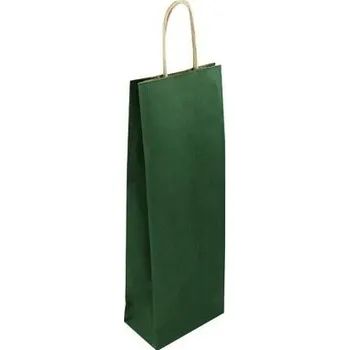 Papírová taška na víno zelená Mosela 140x80x390 mm s krouceným uchem