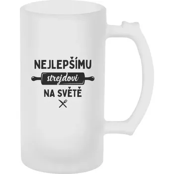 Sklenice Půllitr skleněný matný Nejlepšímu strejdovi na světě - váleček