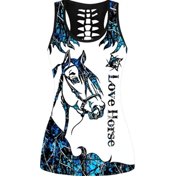 Sportovní set s potiskem kůň top + legíny Velikost: M, Barva (Varianta): tílko 1