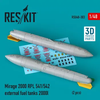 Plastikový model Reskit 1/48 Mirage 2000 RPL 501/502 ext.fuel tanks 2000l