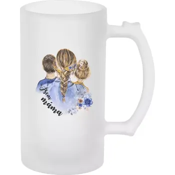 Sklenice Půllitr skleněný matný Jsem máma - kluk a holka