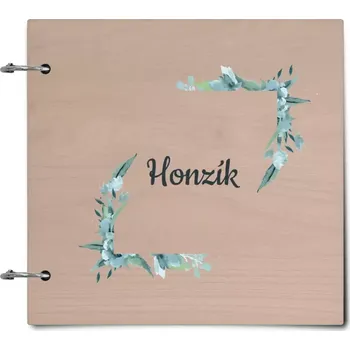 Fotokniha Dřevěné album se sponami Zelené lístečky se jménem