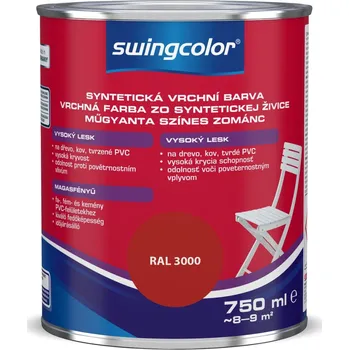 Lak na dřevo Swingcolor Barevný email, ohnivě červený, lesklý, 750 ml 6140 T0750 3000