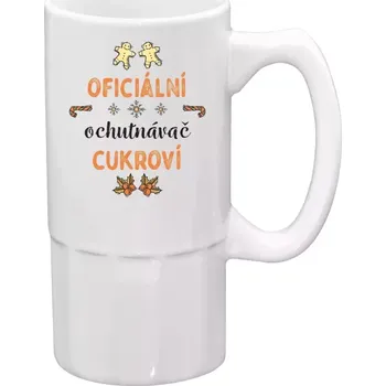 Sklenice Půllitr bílý vysoký Oficiální ochutnávač cukroví