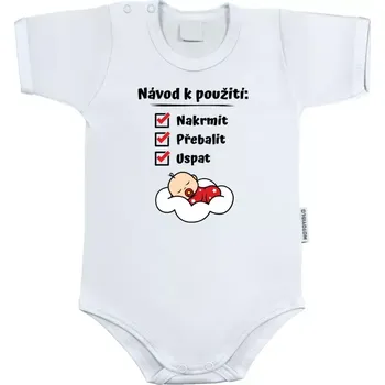 Kojenecký body Dětské body s krátkým rukávem Návod k použití - nakrmit, přebalit, uspat