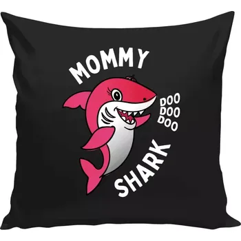Polštář Polštář černý 40x40 cm Mommy Shark