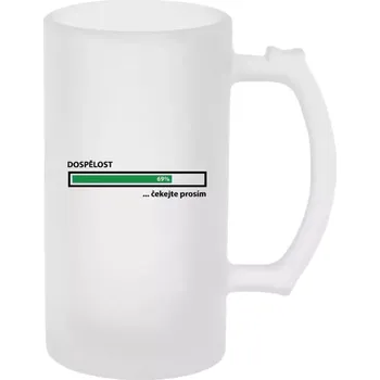 Sklenice Vtipný půllitr - Dospělost - čekejte prosím - matný