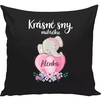 Polštář Polštář černý 40x40 cm Krásné sny, miláčku