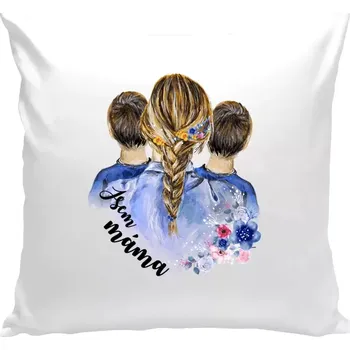 Polštář Polštář bílý 40x40 cm Jsem máma - dva kluci