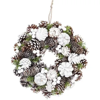 MagicHome Zasněžený věnec se šiškami 32 cm Věnec MagicHome Zasněžený věnec se šiškami 32 cm