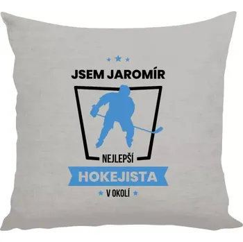 Polštář Polštář lněný 40x40 cm Nejlepší v okolí - hokejista