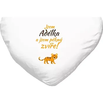 Polštář Polštář srdce 40x35 cm Jsem jméno a jsem pěkný zvíře! Tygr