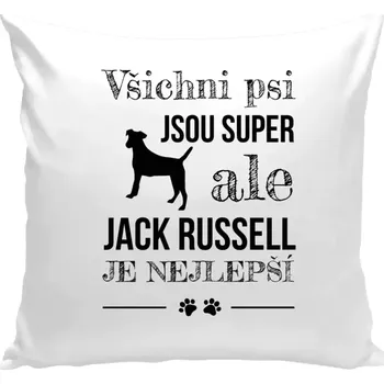 Polštář Polštář bílý 40x40 cm Jack Russel je nejlepší