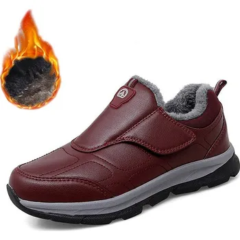 Pánská zimní obuv Nepromokavé zimní boty kožené sněhule s kožíškem Barva: Červená, Velikost: 40