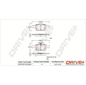 Brzdová destička Sada brzdových destiček, vždy 4 kusy v sadě Dr!ve+ DP1010.10.0394