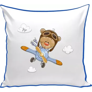 Polštář Polštář barevný 32x32 cm Medvídek v letadle