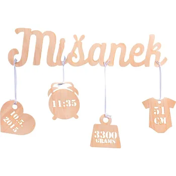 Obraz ČistéDřevo Dárek pro novorozence s porodními údaji