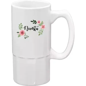 Sklenice Půllitr bílý vysoký Nevěsta - růže