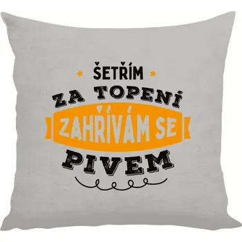 Polštář Polštář lněný 40x40 cm Zahřívám se pivem