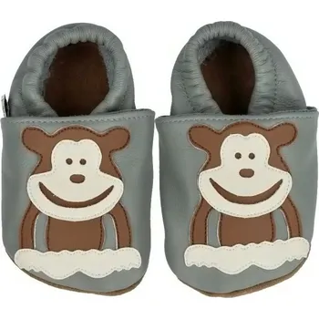Capáčky AFELO Kožené capáčky barefoot - OPIČKA šedá 18-24 M