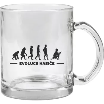 Hrnek 330 ml - skleněný Evoluce - hasič