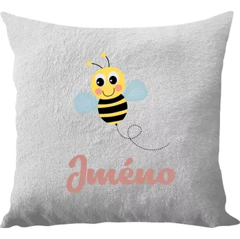 Polštář Polštář bílý 40x40 cm - dlouhý chlup Včelička se jménem