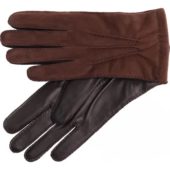 Rukavice Pánské kožené rukavice Špongr MOCHET hnědé Velikost: 8 1/2"