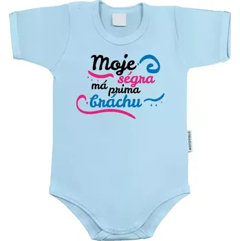 Kojenecký body Dětské body s krátkým rukávem Moje ségra má prima bráchu