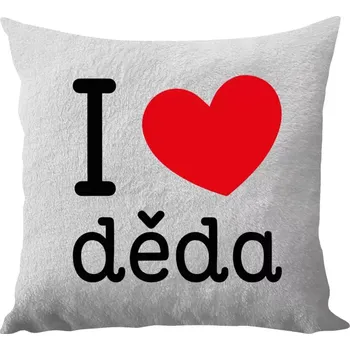 Polštář Polštář bílý 40x40 cm - dlouhý chlup I love děda