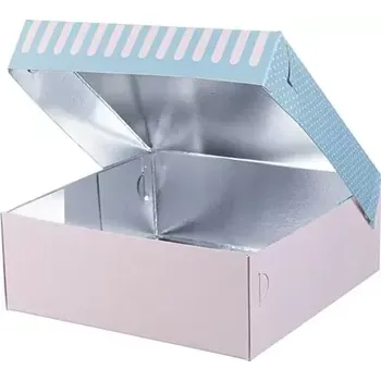 Jednorázové nádobí Gastro obaly Papírová krabička na dort s alu / hliníkem 19x19x8cm (min. počet 111ks)