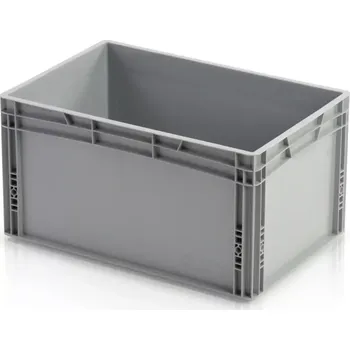 Úložný box Euro přepravka 60 cm × 40 cm × 32 cm, šedá, plný úchyt