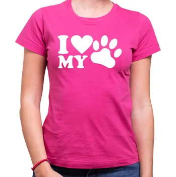 Pánské tričko Dámske tričko - I love my dog, Barva látky růžová , Střih Dámsky, Velikost L