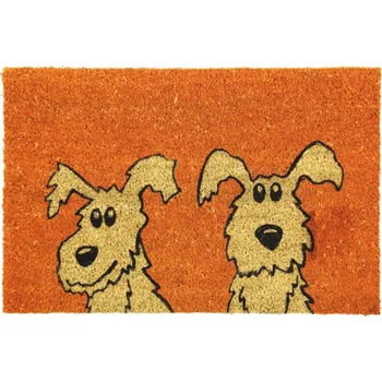 Rohožka Kokosová rohožka dva psi béžová 40 x 60 cm