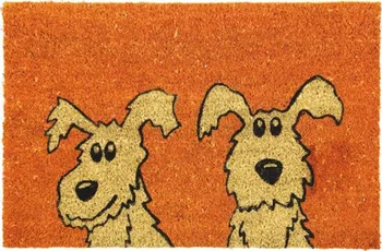 Rohožka Kokosová rohožka dva psi béžová 40 x 60 cm
