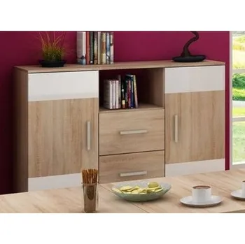 Komoda Komoda DAMARA, dub sonoma světlý/bílý lesk, 5 let záruka + vyzvednutí ZDARMA