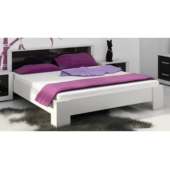 Postel Postel MOLTENO 160x200 cm s roštem, bílá/černý lesk, 5 let záruka + vyzvednutí ZDARMA