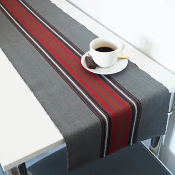 ubrus Tkaný běhoun na stůl - Pruhy šedočervené