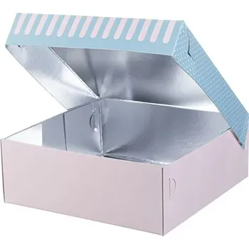 Jednorázové nádobí Gastro obaly Papírová krabice s aluminiem/hliníkem na dort, chlebíčky 35x35x10cm (min. počet 44ks)