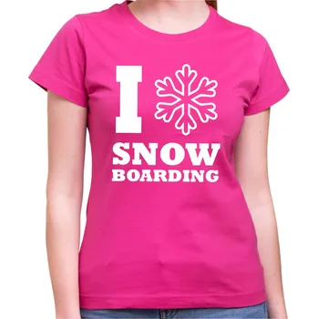 Pánské tričko Dámske tričko I snowboarding, Barva látky růžová, Střih Dámsky, Velikost XXL