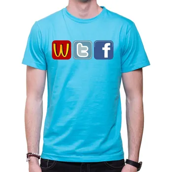 Pánská móda Tričko - WTF Social sites, Barva látky tyrkysová modrá, Střih Pánsky/UNISEX, Velikost L