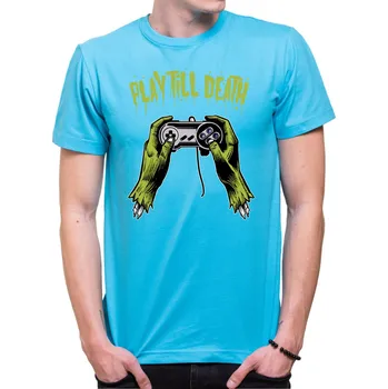 Pánské tričko Tričko Play till death, Barva látky tyrkysová modrá, Střih Pánsky/UNISEX, Velikost Dětské 158cm/12let