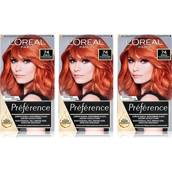 Barva na vlasy L'ORÉAL PARIS Préférence 74 Intenzivní měděná 3 ×