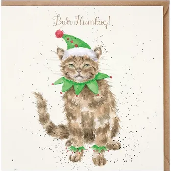 Wrendale Designs Bah Humbug vánoční kočka 15 x 15 cm