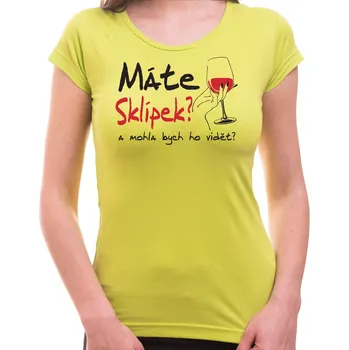 Vinařské tričko - Máte Sklípek?, Barva látky Limetková zelená (Pouze Dámsky střih!), Střih Dámsky, Velikost XS