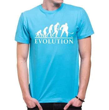 Pánské oblečení Tričko Hokej evoluce, Barva látky tyrkysová modrá, Střih Pánsky/UNISEX, Velikost S